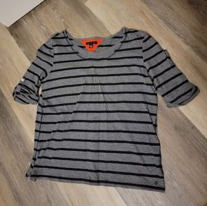 Tommy Hilfiger, size large, gray striped short sleeve top